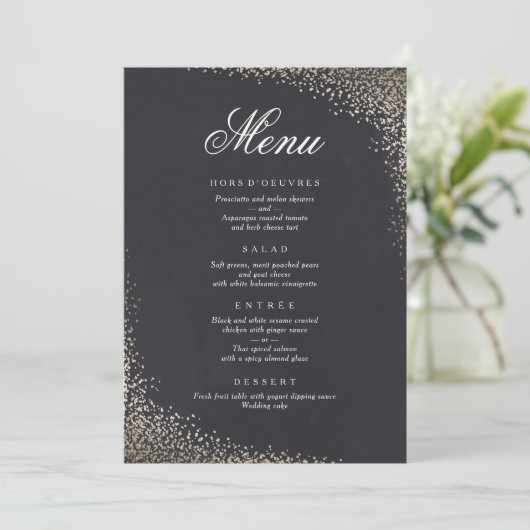 Confetti Faux folie Dinermenu Menu (Staand voorkant)