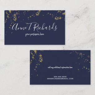 confetti (faux gouden stippen) handgeschreven naam visitekaartje