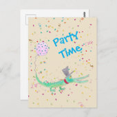 Confetti Feest krokodil groen beige Briefkaart (Voorkant / Achterkant)