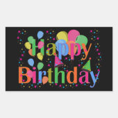 Confetti, Feest Petten & Ballonnen Verjaardag Zwar Rechthoekige Sticker (Voorkant)