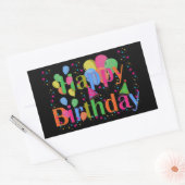 Confetti, Feest Petten & Ballonnen Verjaardag Zwar Rechthoekige Sticker (Envelop)
