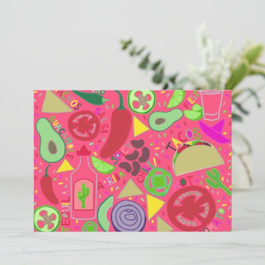 Confetti Fiesta Pink Kaart (Staand voorkant)
