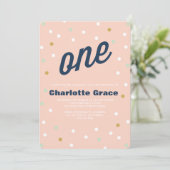 Confetti First Birthday Invitation Kaart (Staand voorkant)