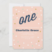 Confetti First Birthday Invitation Kaart (Voorkant)