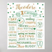 Confetti First Birthday Party sign poster banner (Voorkant)