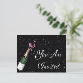 Confetti, Fles Champagne Uitnodigingskaart Uitnodiging Briefkaart (Staand voorkant)