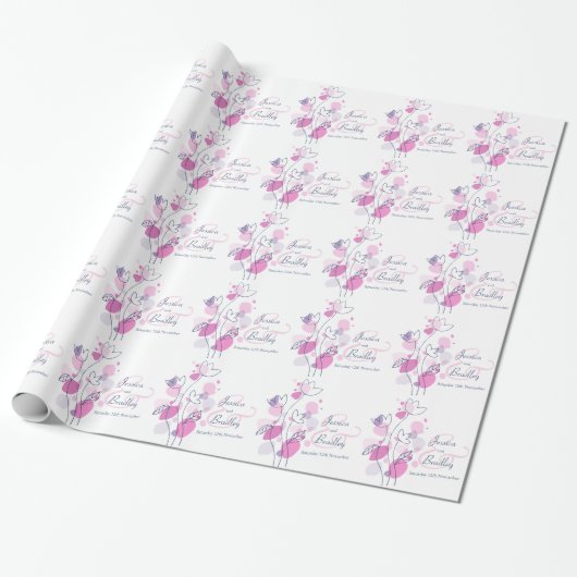 Confetti flower petals roze blauwe bruiloft cadeaupapier (Uitgerold)
