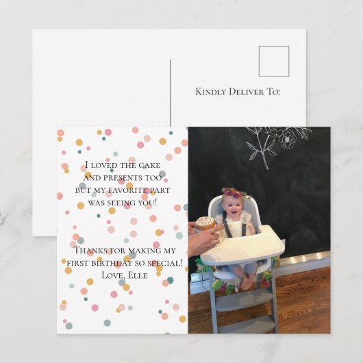 Confetti Foto Verjaardag Bedankt Post Kaart (Voorkant / Achterkant)