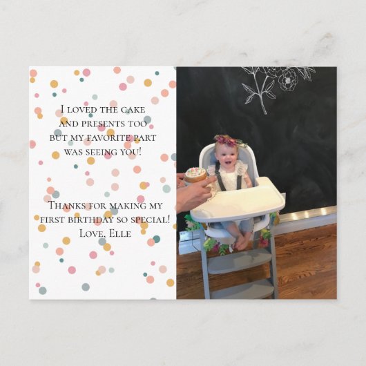Confetti Foto Verjaardag Bedankt Post Kaart (Voorkant)