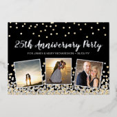 Confetti-fotocollage 25-jarig jubileumfeest folie uitnodiging (Voorkant)