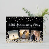 Confetti Fotocollage 25e Jubileum Party Folie Uitnodiging (Staand Voorkant)