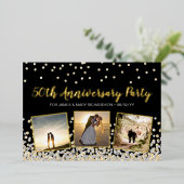 Confetti-fotocollage 50e verjaardagsfeestje folie uitnodiging (Staand Voorkant)