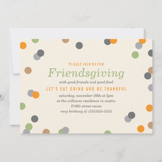 Confetti Friendsgiving Party Kaart (Voorkant)