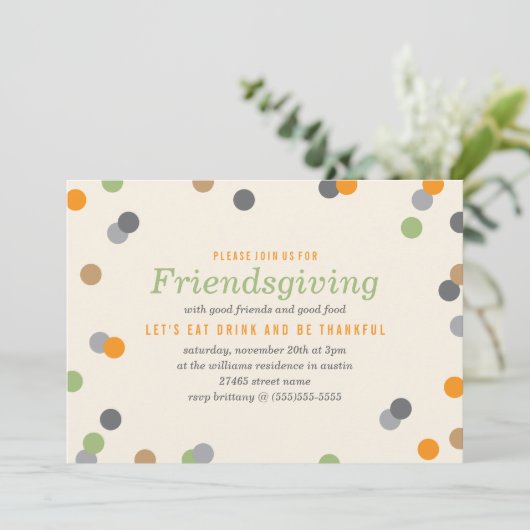 Confetti Friendsgiving Party Kaart (Staand voorkant)