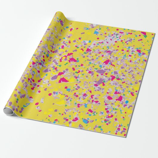 Confetti - Geel omlooppapier Cadeaupapier (Uitgerold)