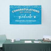 Confetti Gefeliciteerd, 8e graad Afstuderen blauw Spandoek (Beurs)