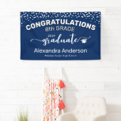 Confetti Gefeliciteerd, 8e graad Afstuderen blauw Spandoek (Insitu)