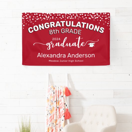 Confetti Gefeliciteerd 8e graad Afstuderen Rood Ba Spandoek (Insitu)