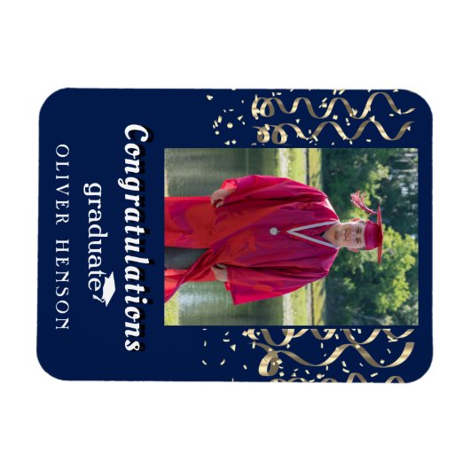 Confetti Gefeliciteerd Afstuderen Foto Magneet (Horizontaal)