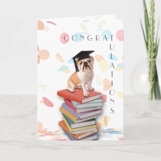 Confetti Gefeliciteerd Afstuderen Hond Kaart (Voorkant)