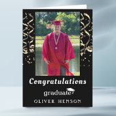 Confetti Gefeliciteerd Afstuderen Zwarte Foto Kaart