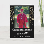 Confetti Gefeliciteerd Afstuderen Zwarte Foto Kaart (Voorkant)