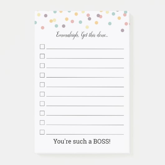Confetti gepersonaliseerde lijncontrolelijst post-it® notes (Voorkant)