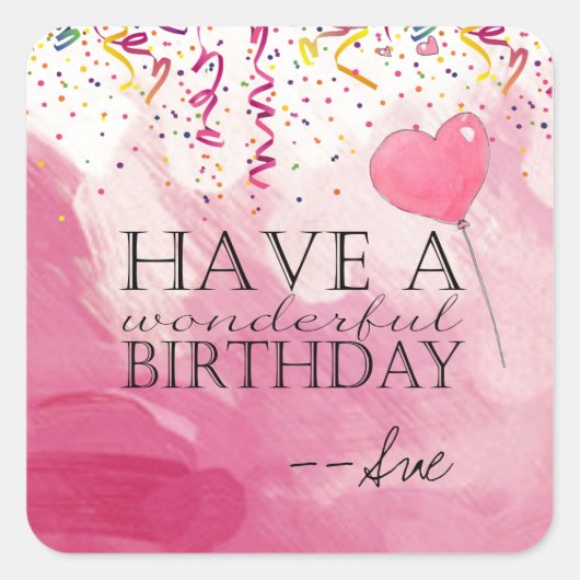 Confetti gevulde verjaardagswensen Stickers (Voorkant)