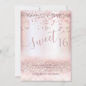 Confetti Girly roos Gold glittery ombre Invitat Kaart (Voorkant)