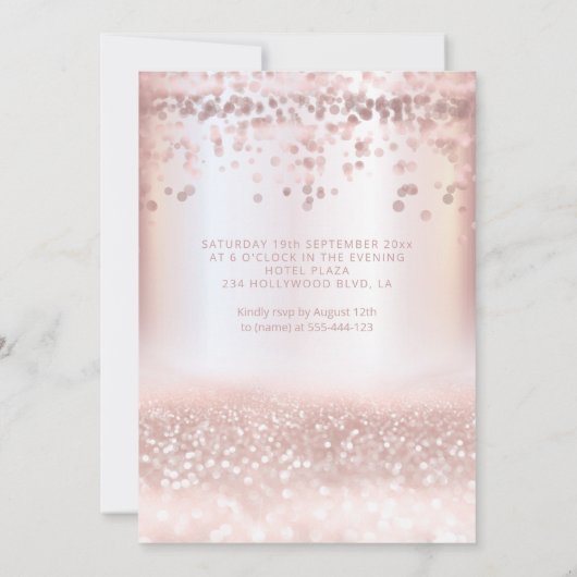 Confetti Girly roos Gold glittery ombre Invitat Kaart (Achterkant)