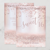 Confetti Girly roos Gold glittery ombre Invitat Kaart (Voorkant / Achterkant)