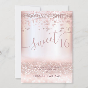 Confetti Girly roos Gold glittery ombre Invitat Kaart