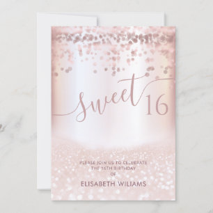 Confetti Girly roos goud glittery ombre Kaart