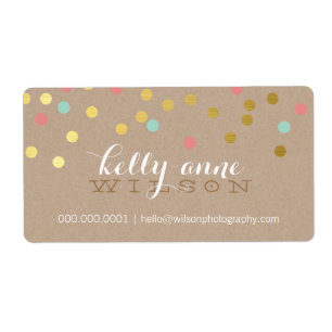 CONFETTI GLAMOROUS schattig goud folie koraal mint Etiket