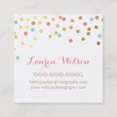 CONFETTI GLAMOROUS schattig goud folie koraal mint Vierkante Visitekaartje (Achterkant)