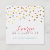 CONFETTI GLAMOROUS schattig goud folie koraal mint Vierkante Visitekaartje (Voorkant)