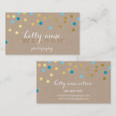 CONFETTI GLAMOROUS schattig goud turquoise blauw k Visitekaartje (Voorkant / Achterkant)