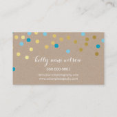CONFETTI GLAMOROUS schattig goud turquoise blauw k Visitekaartje (Achterkant)