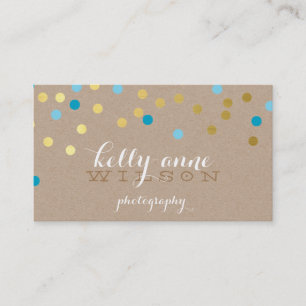CONFETTI GLAMOROUS schattig goud turquoise blauw k Visitekaartje