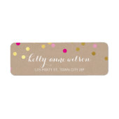 CONFETTI GLAMOROUS schattig gouden folie vet roze  Etiket (Voorkant)
