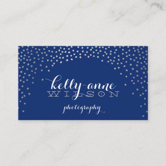 CONFETTI GLAMOROUS schattig mini zilver folie look Visitekaartje (Voorkant)