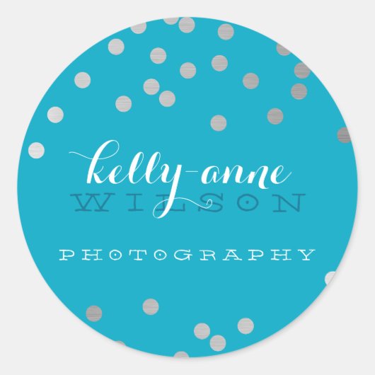 CONFETTI GLAMOROUS schattig zilver folie vet spot  Ronde Sticker (Voorkant)