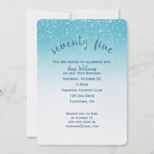 confetti glitter 75e verjaardagsfeestje kaart (Voorkant)