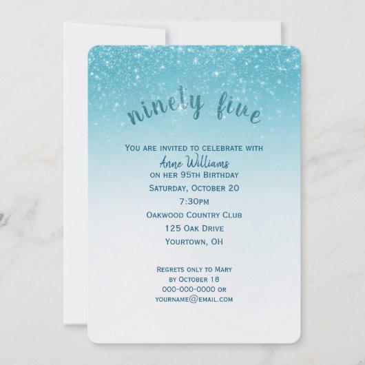 confetti glitter 95ste verjaardag kaart (Voorkant)