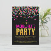 Confetti Glitter Bachelorette Party Invitation Kaart (Staand voorkant)