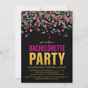 Confetti Glitter Bachelorette Party Invitation Kaart