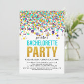 Confetti Glitter Bachelorette Party Invitation Kaart (Staand voorkant)