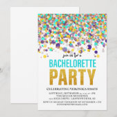 Confetti Glitter Bachelorette Party Invitation Kaart (Voorkant / Achterkant)