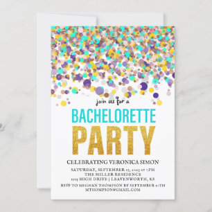 Confetti Glitter Bachelorette Party Invitation Kaart