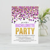 Confetti Glitter Bachelorette Party Invitation Kaart (Staand voorkant)